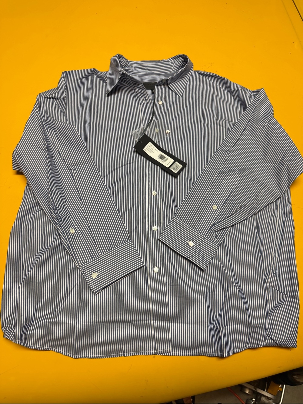 Nili Lotan Narrow Blue and White Pinstripe Button-Down Shirt